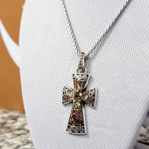 BRIGHTON RETIRED CRYSTAL VOYAGE CROSS NECKLACE REVERSIBLE NWOT